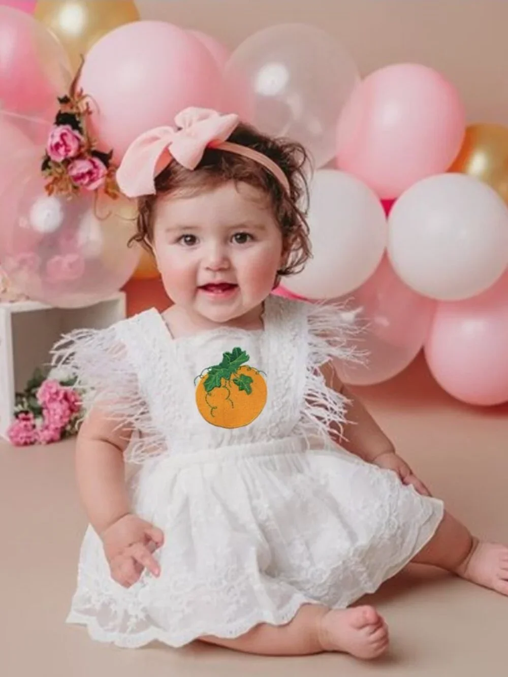 Pumpkin Dress Lace Birthday Outfit Thanksgiving Clothes Fall Dress romper